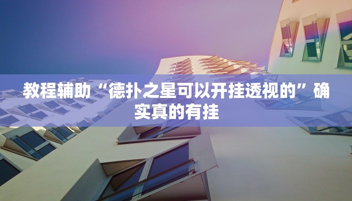教程辅助“德扑之星可以开挂透视的”确实真的有挂