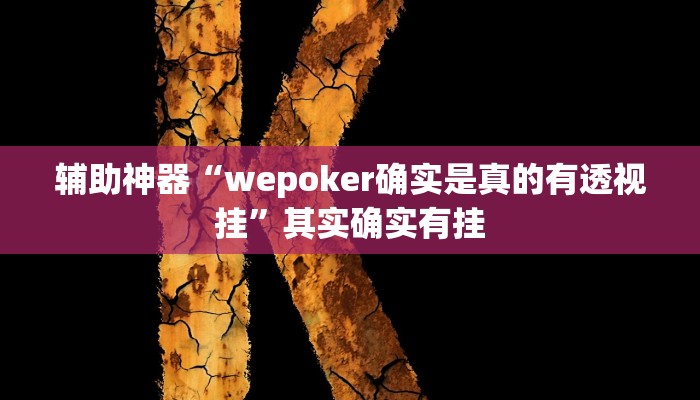 辅助神器“wepoker确实是真的有透视挂”其实确实有挂