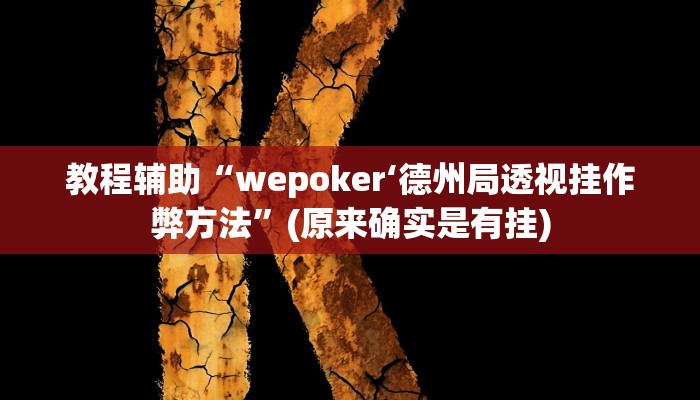 教程辅助“wepoker‘德州局透视挂作弊方法”(原来确实是有挂)