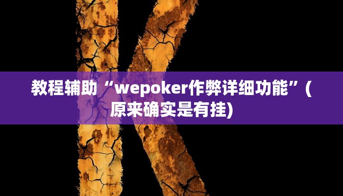 教程辅助“wepoker作弊详细功能”(原来确实是有挂)