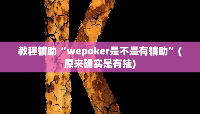 教程辅助“wepoker是不是有辅助”(原来确实是有挂)