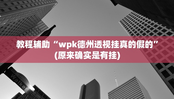 教程辅助“wpk德州透视挂真的假的”(原来确实是有挂)