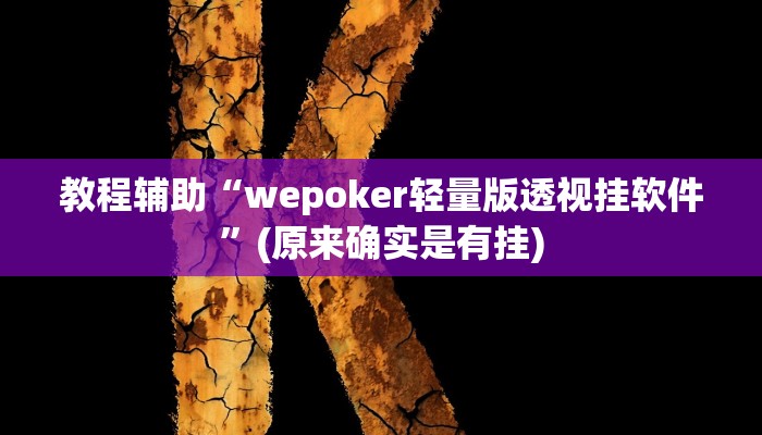 教程辅助“wepoker轻量版透视挂软件”(原来确实是有挂)