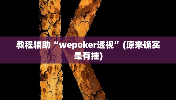 教程辅助“wepoker透视”(原来确实是有挂)