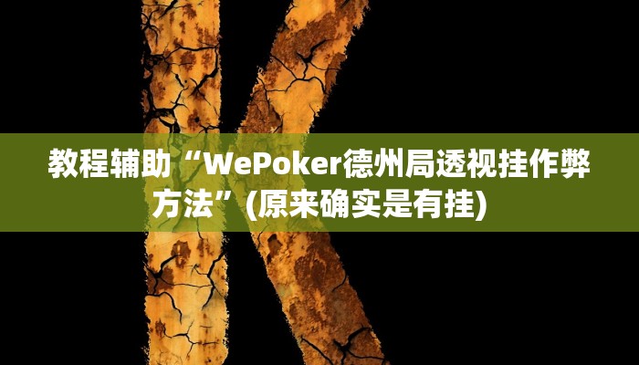 教程辅助“WePoker德州局透视挂作弊方法”(原来确实是有挂)