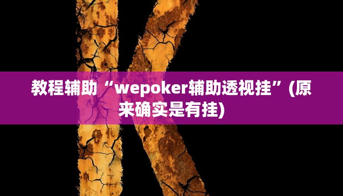 教程辅助“wepoker辅助透视挂”(原来确实是有挂)
