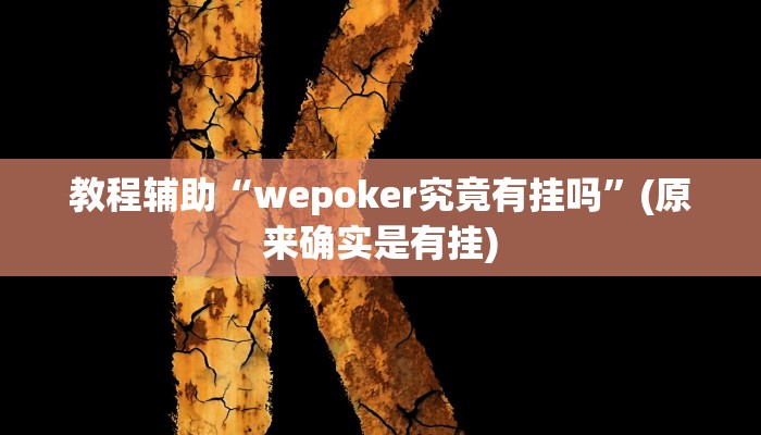 教程辅助“wepoker究竟有挂吗”(原来确实是有挂)
