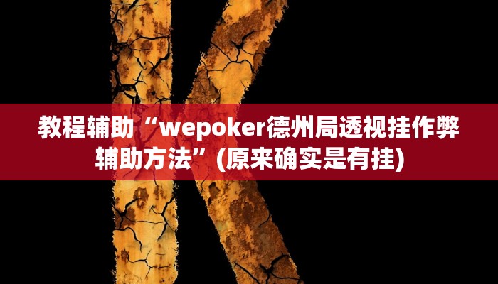 教程辅助“wepoker德州局透视挂作弊辅助方法”(原来确实是有挂)
