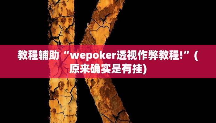 教程辅助“wepoker透视作弊教程!”(原来确实是有挂)