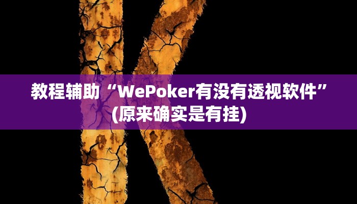 教程辅助“WePoker有没有透视软件”(原来确实是有挂)