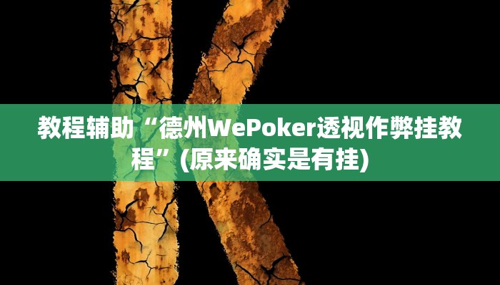 教程辅助“德州WePoker透视作弊挂教程”(原来确实是有挂)