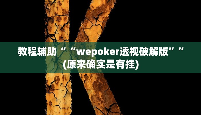 教程辅助““wepoker透视破解版””(原来确实是有挂)