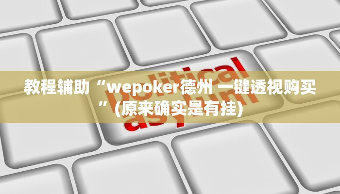 教程辅助“wepoker德州 一键透视购买”(原来确实是有挂)