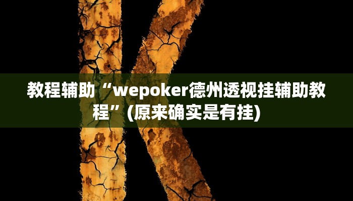 教程辅助“wepoker德州透视挂辅助教程”(原来确实是有挂)