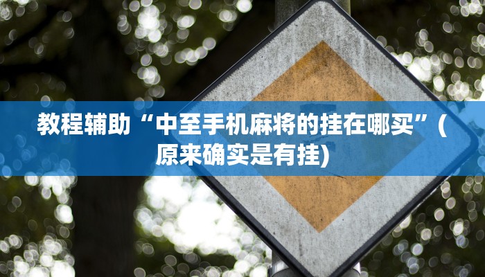 教程辅助“中至手机麻将的挂在哪买”(原来确实是有挂)