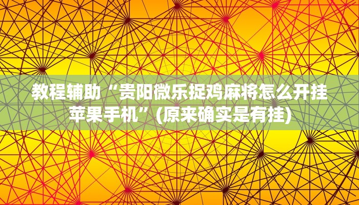 教程辅助“贵阳微乐捉鸡麻将怎么开挂苹果手机”(原来确实是有挂)