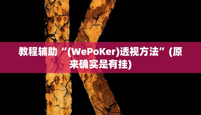 教程辅助“(WePoKer)透视方法”(原来确实是有挂)