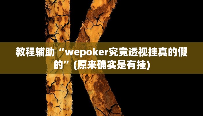 教程辅助“wepoker究竟透视挂真的假的”(原来确实是有挂)