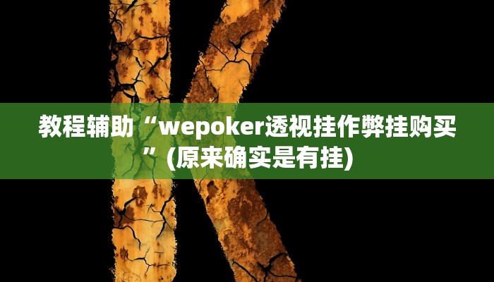 教程辅助“wepoker透视挂作弊挂购买”(原来确实是有挂)