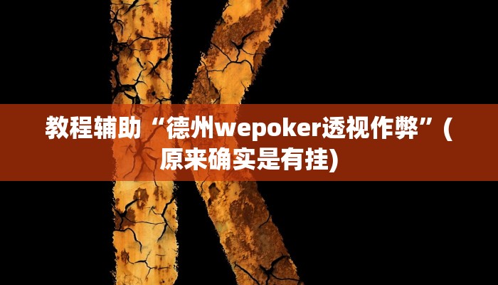 教程辅助“德州wepoker透视作弊”(原来确实是有挂)