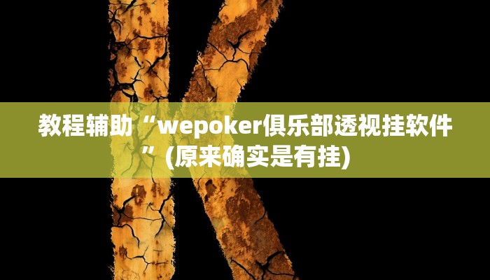 教程辅助“wepoker俱乐部透视挂软件”(原来确实是有挂)