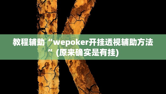 教程辅助“wepoker开挂透视辅助方法”(原来确实是有挂)