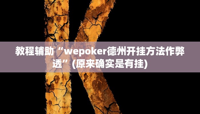 教程辅助“wepoker德州开挂方法作弊透”(原来确实是有挂)