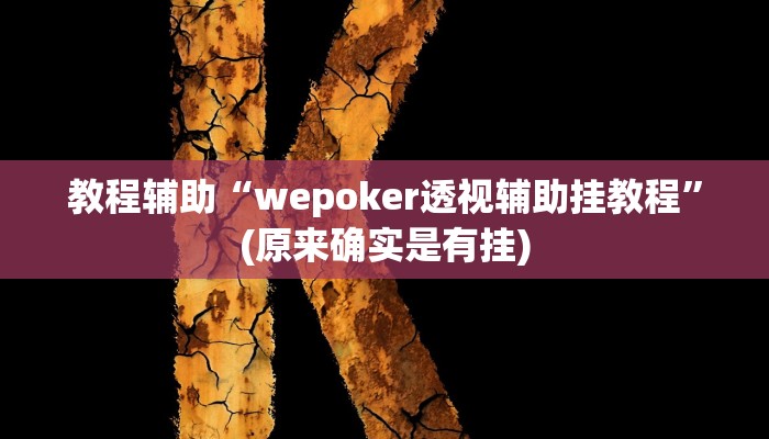 教程辅助“wepoker透视辅助挂教程”(原来确实是有挂)