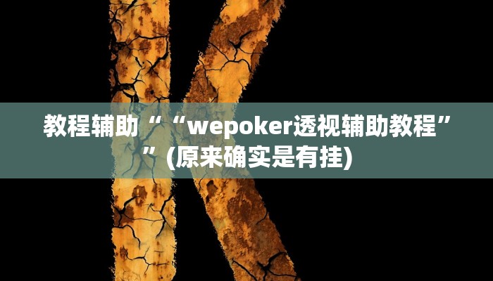 教程辅助““wepoker透视辅助教程””(原来确实是有挂)