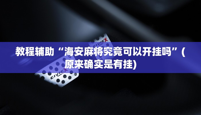 教程辅助“海安麻将究竟可以开挂吗”(原来确实是有挂)