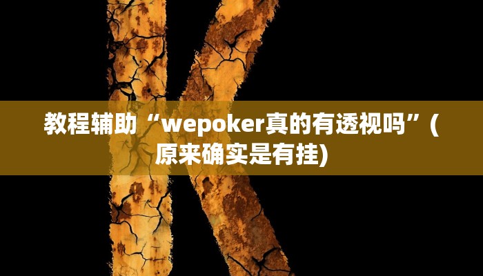 教程辅助“wepoker真的有透视吗”(原来确实是有挂)