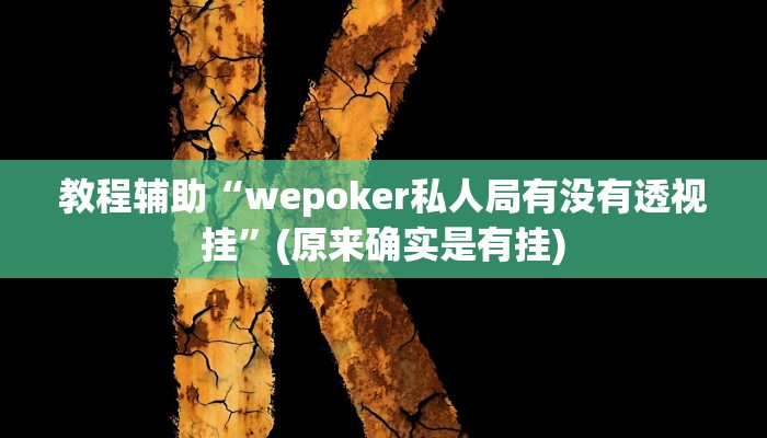 教程辅助“wepoker私人局有没有透视挂”(原来确实是有挂)