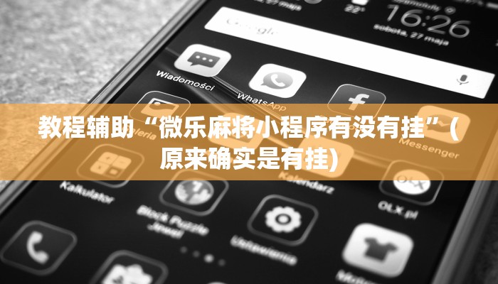 教程辅助“微乐麻将小程序有没有挂”(原来确实是有挂)