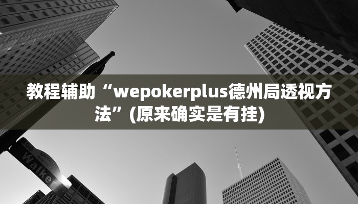 教程辅助“wepokerplus德州局透视方法”(原来确实是有挂)