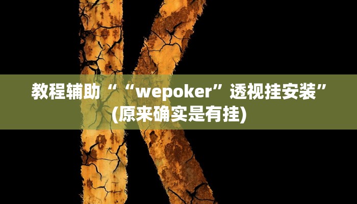 教程辅助““wepoker”透视挂安装”(原来确实是有挂)