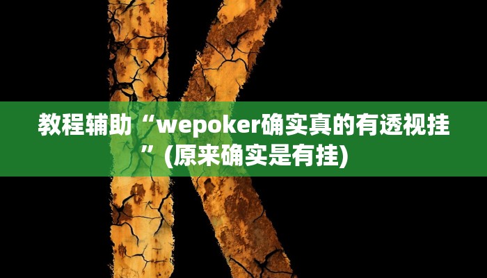 教程辅助“hhpoker有没有辅助透视挂”(原来确实是有挂)