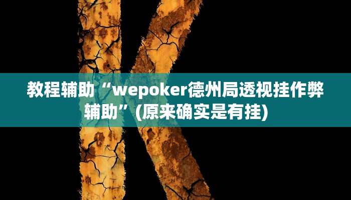 教程辅助“wepoker德州局透视挂作弊辅助”(原来确实是有挂)
