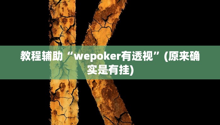 教程辅助“wepoker有透视”(原来确实是有挂)