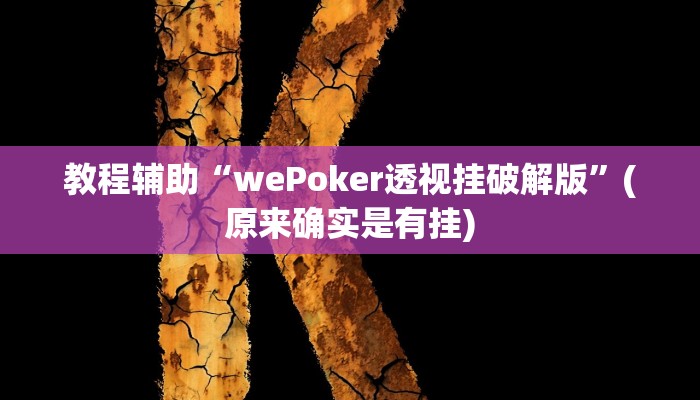 教程辅助“wePoker透视挂破解版”(原来确实是有挂)
