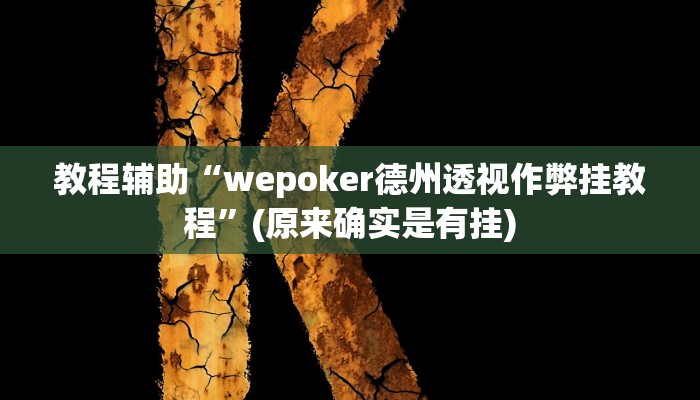 教程辅助“wepoker德州透视作弊挂教程”(原来确实是有挂)