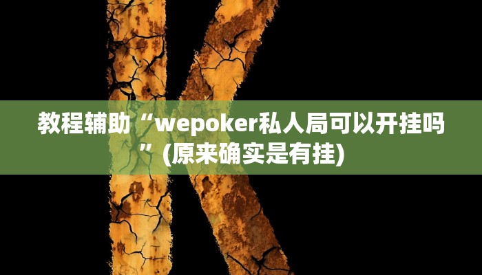 教程辅助“wepoker私人局可以开挂吗”(原来确实是有挂)