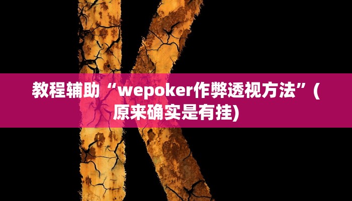 教程辅助“wepoker作弊透视方法”(原来确实是有挂)