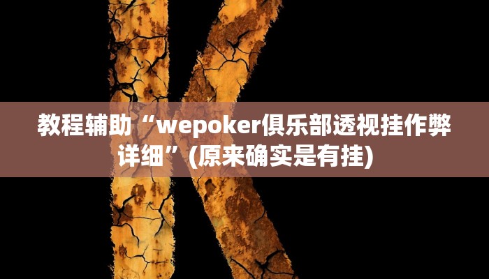 教程辅助“wepoker俱乐部透视挂作弊详细”(原来确实是有挂)