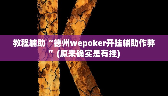 教程辅助“德州wepoker开挂辅助作弊”(原来确实是有挂)