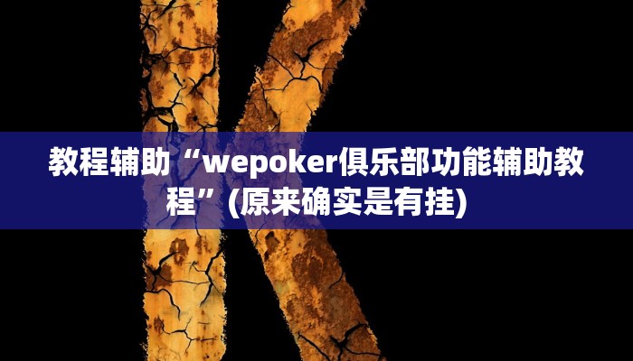 教程辅助“wepoker俱乐部功能辅助教程”(原来确实是有挂)