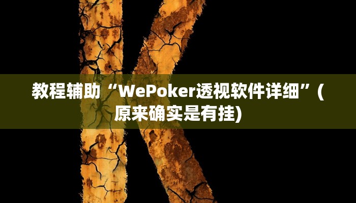 教程辅助“WePoker透视软件详细”(原来确实是有挂)