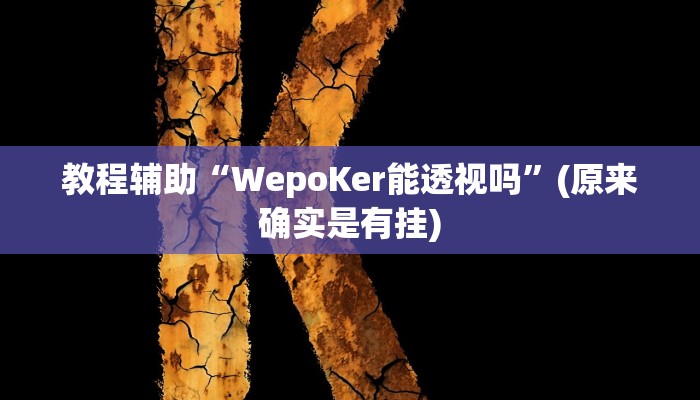 教程辅助“WepoKer能透视吗”(原来确实是有挂)