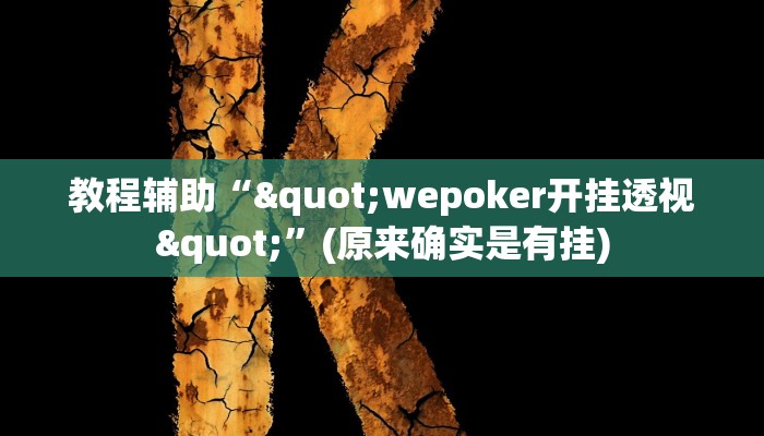 教程辅助“"wepoker开挂透视"”(原来确实是有挂)