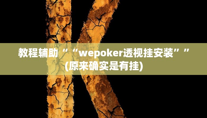 教程辅助““wepoker透视挂安装””(原来确实是有挂)
