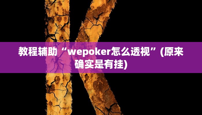 教程辅助“wepoker怎么透视”(原来确实是有挂)